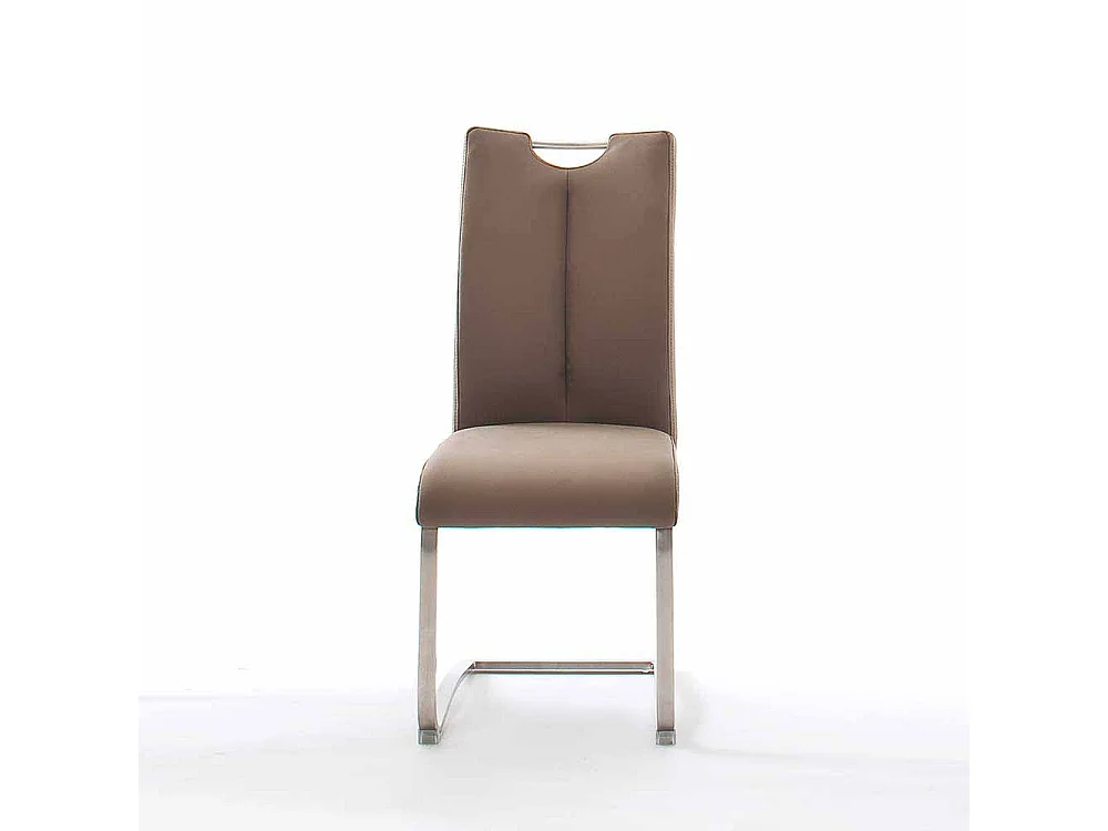 Freischwinger in Braun Leder Edelstahl (2er Set)