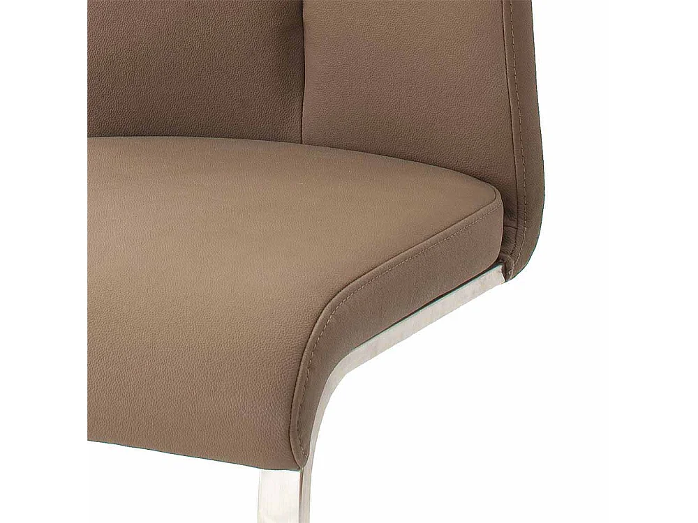 Freischwinger in Braun Leder Edelstahl (2er Set)