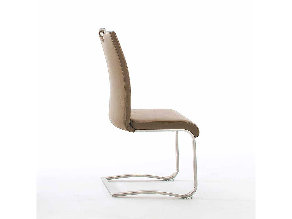 Freischwinger in Braun Leder Edelstahl (2er Set)