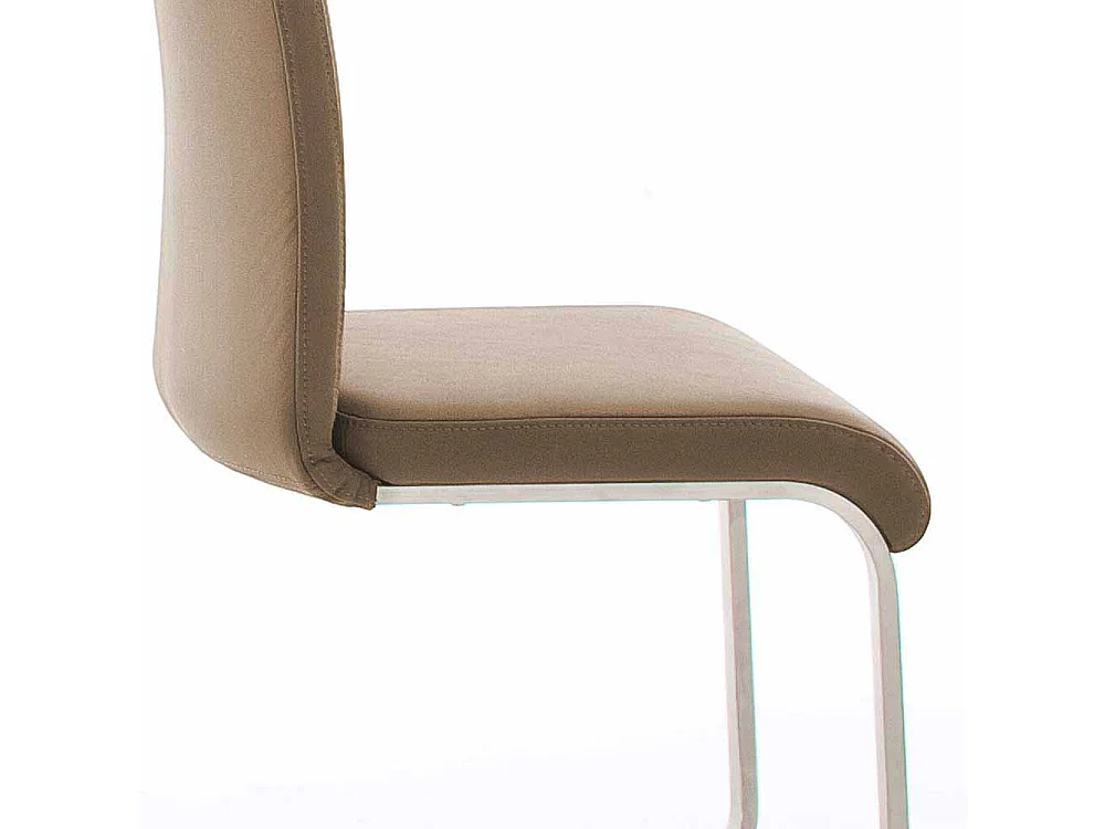 Freischwinger in Braun Leder Edelstahl (2er Set)