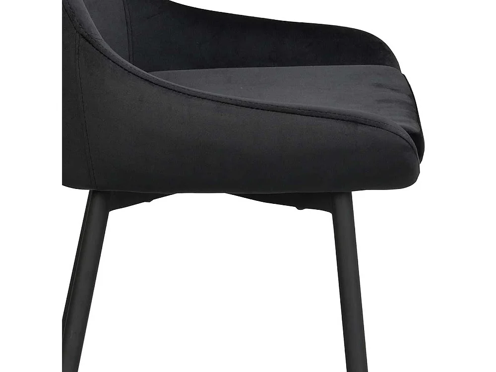 Esstisch Stühle in Schwarz Bezugsstoff aus Samt (2er Set)