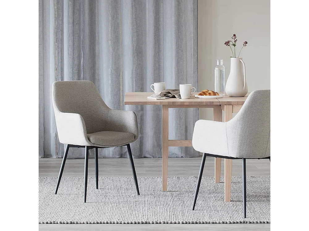 Polsterstühle in Beige im Skandi Design Stoffbezug (2er Set)