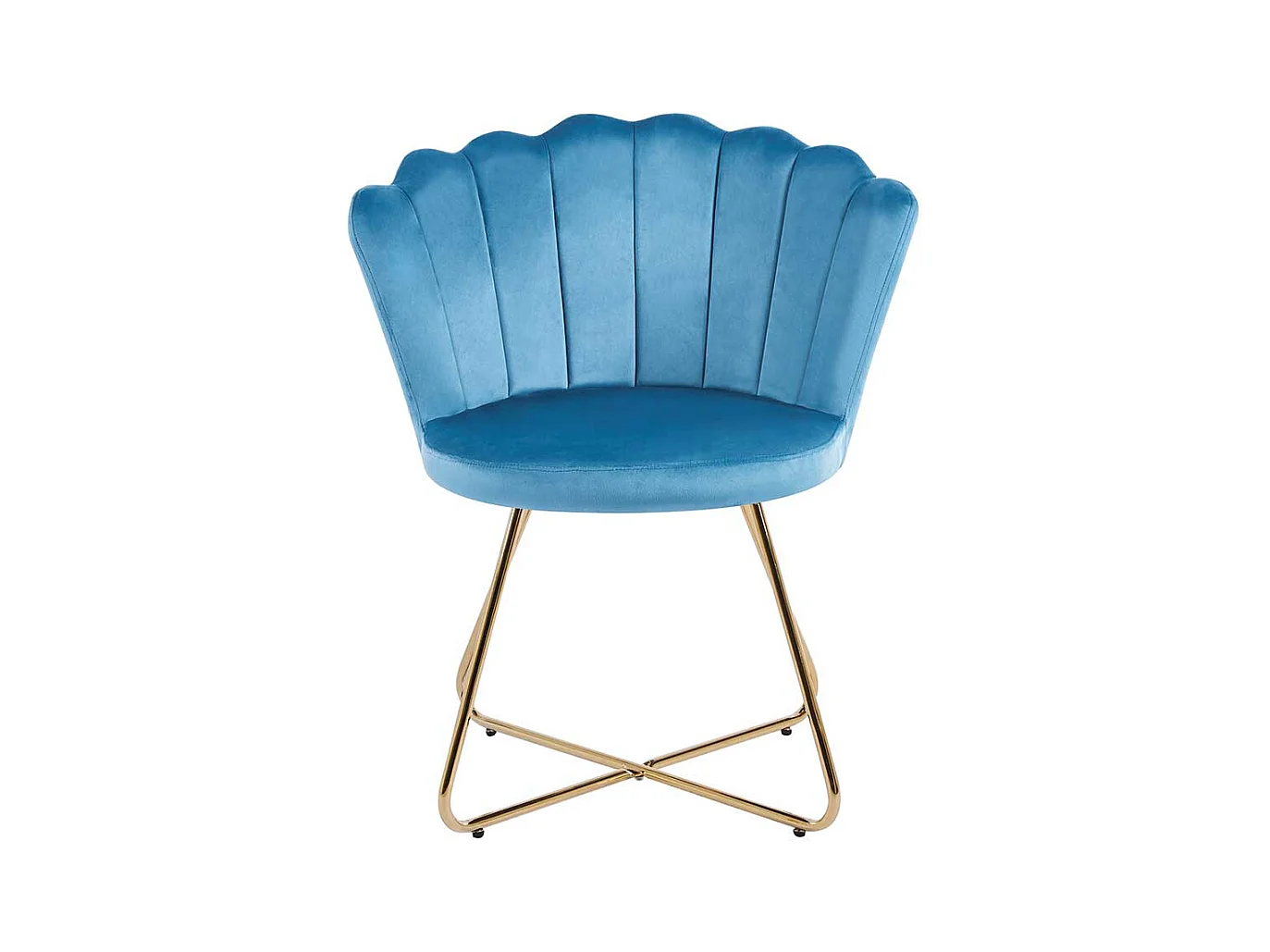 Samt Stuhl Set Muschelform in Blau und Gold 70 cm breit (2er Set)
