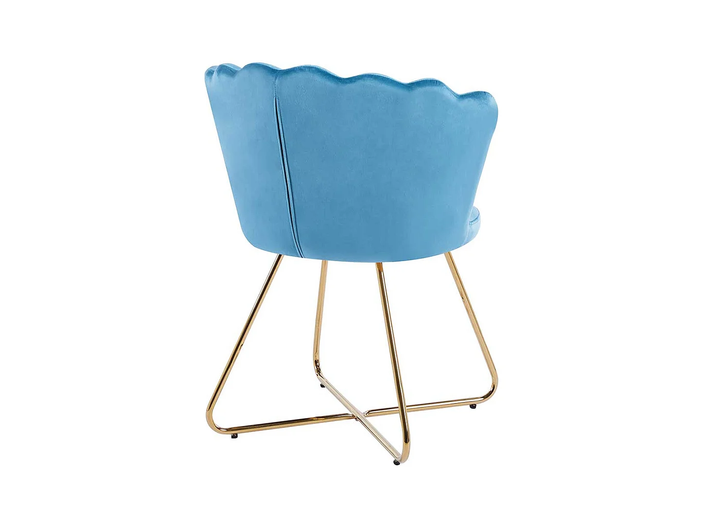 Samt Stuhl Set Muschelform in Blau und Gold 70 cm breit (2er Set)