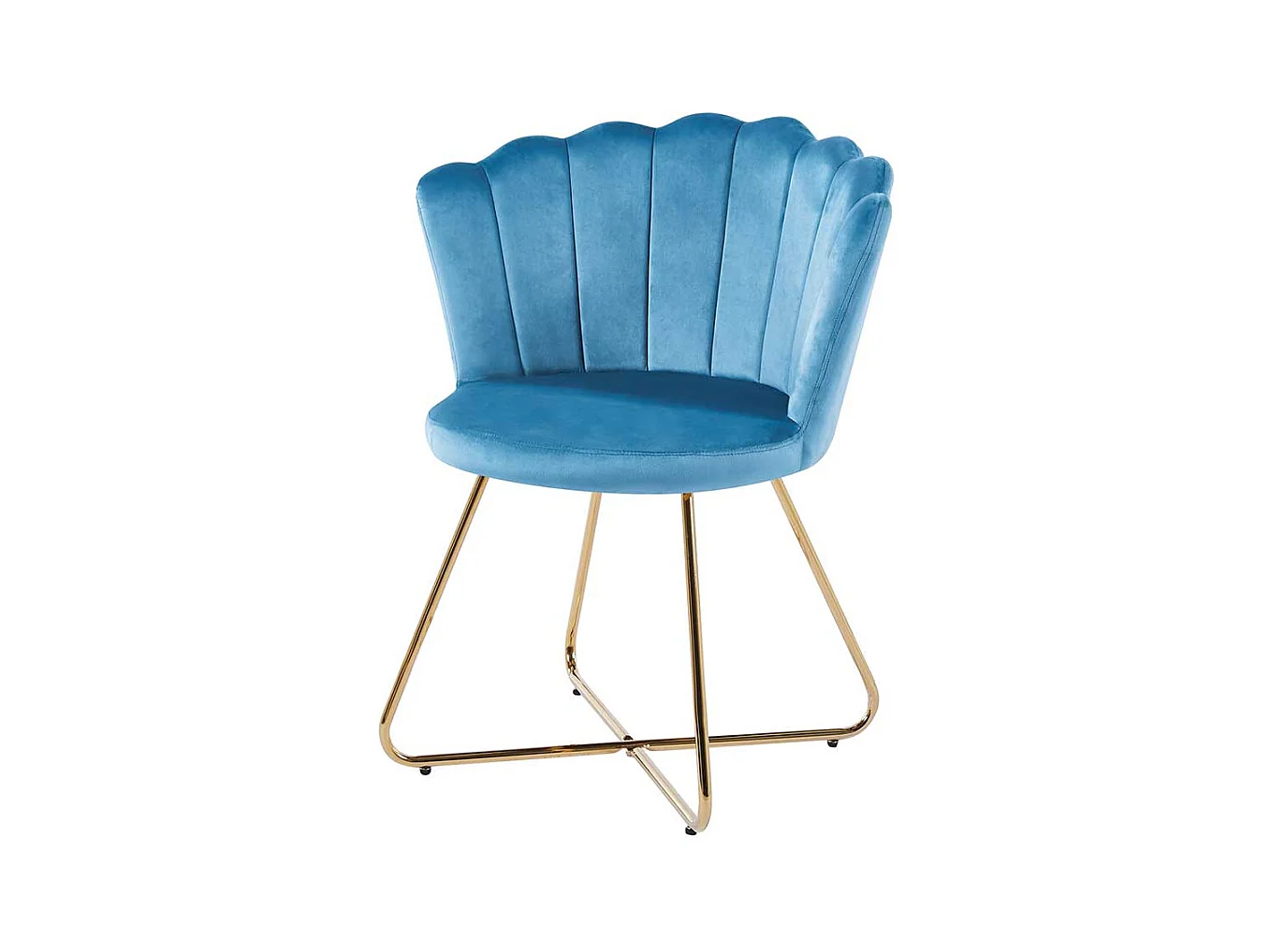 Samt Stuhl Set Muschelform in Blau und Gold 70 cm breit (2er Set)