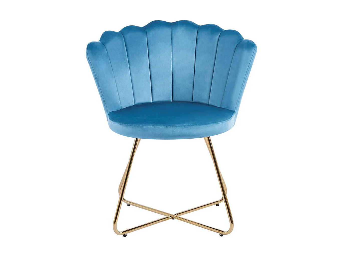 Samt Stuhl Set Muschelform in Blau und Gold 70 cm breit (2er Set)