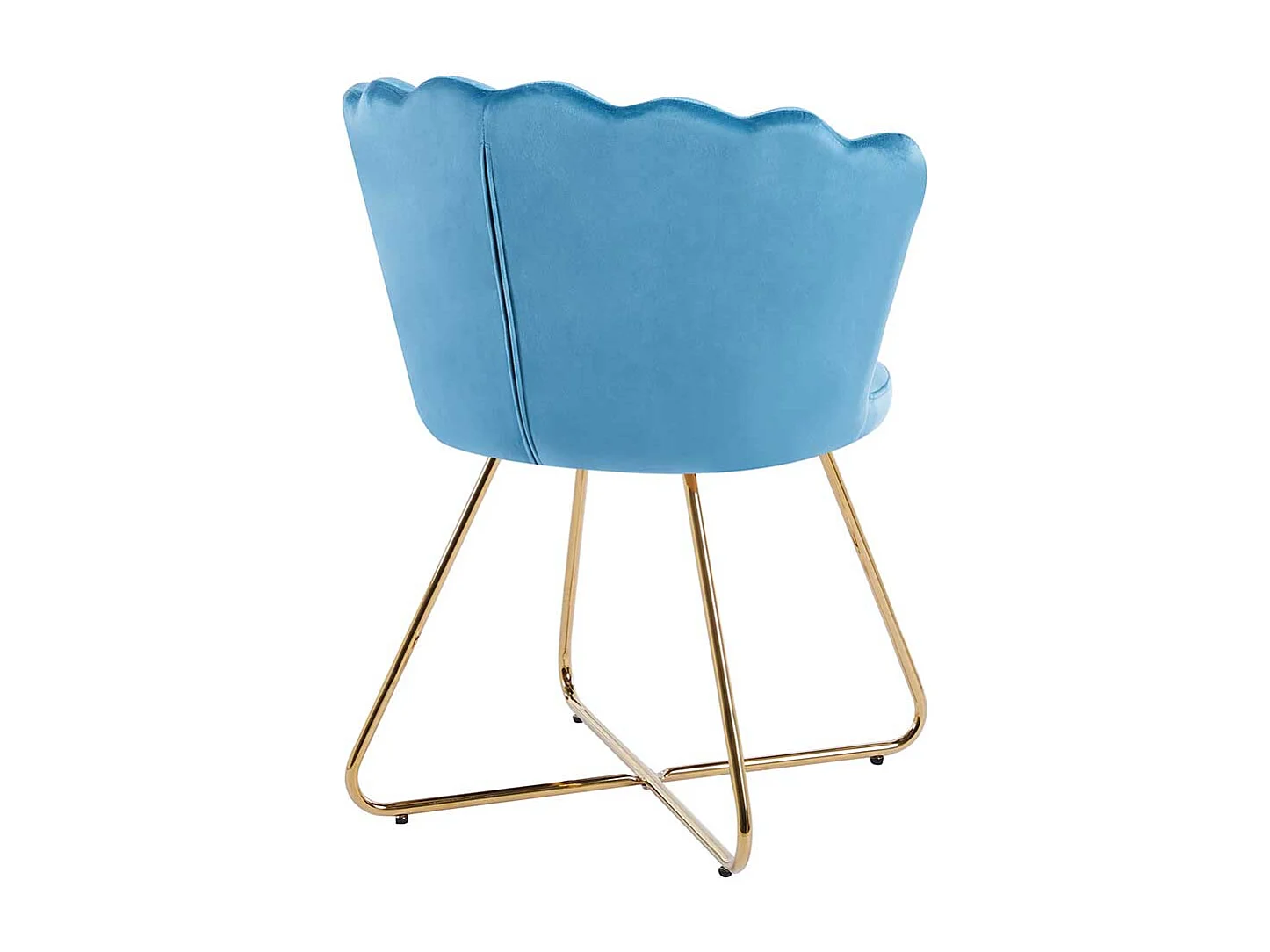 Samt Stuhl Set Muschelform in Blau und Gold 70 cm breit (2er Set)