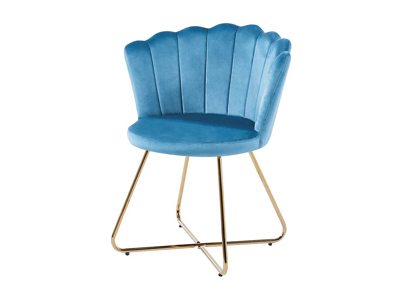 Samt Stuhl Set Muschelform in Blau und Gold 70 cm breit (2er Set)