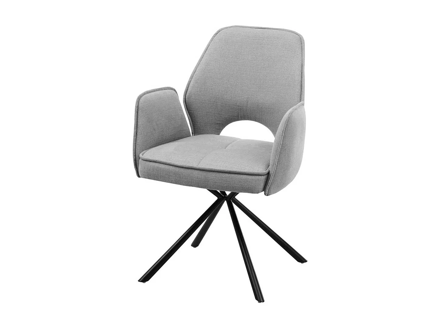 Armlehnstühle in Grau und Schwarz Webstoff und Metall (2er Set)