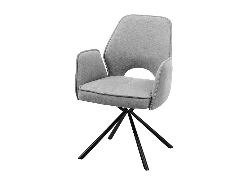 Armlehnstühle in Grau und Schwarz Webstoff und Metall (2er Set)