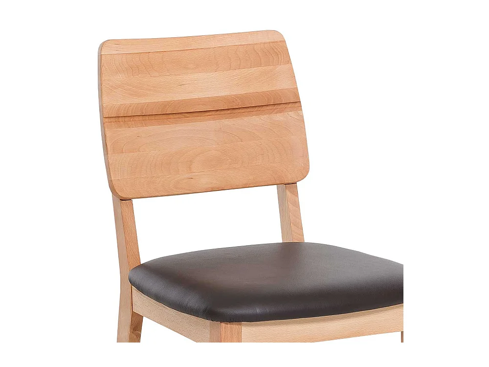 Küchenstühle aus Kernbuche Massivholz Leder in Dunkelbraun (2er Set)