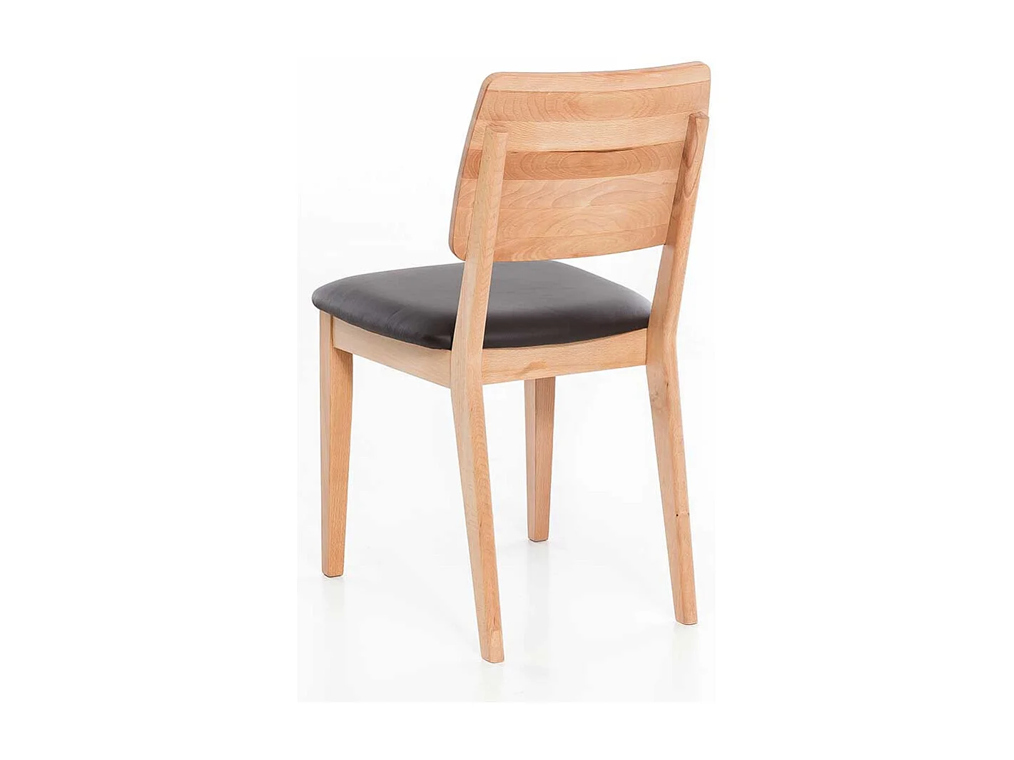 Küchenstühle aus Kernbuche Massivholz Leder in Dunkelbraun (2er Set)