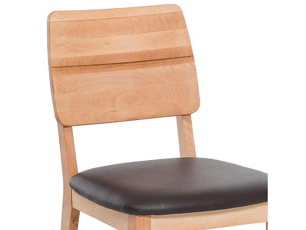 Küchenstühle aus Kernbuche Massivholz Leder in Dunkelbraun (2er Set)