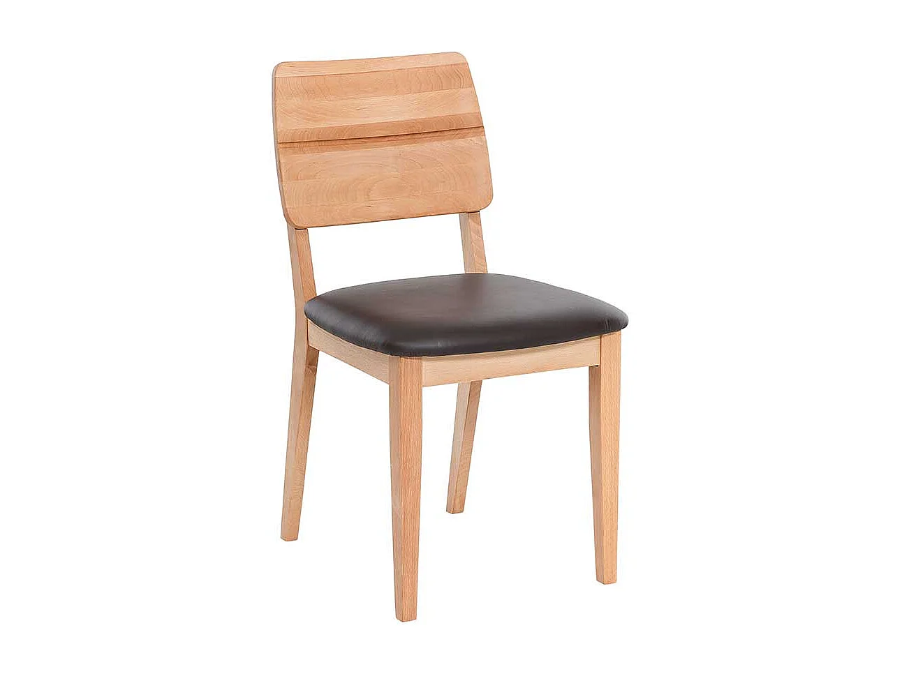 Küchenstühle aus Kernbuche Massivholz Leder in Dunkelbraun (2er Set)