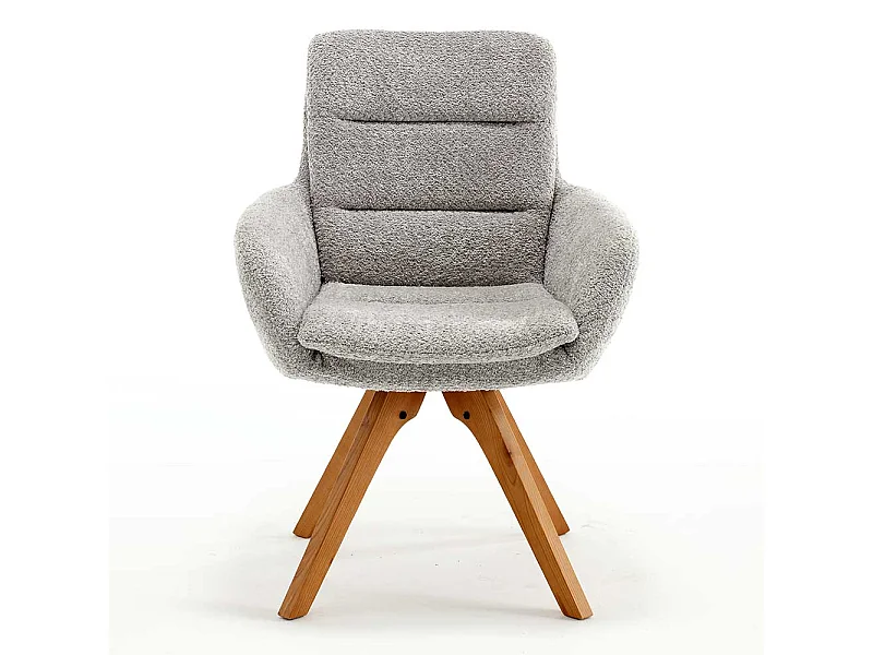 Boucle Esszimmerstühle in Grau und Eichefarben drehbar (2er Set)