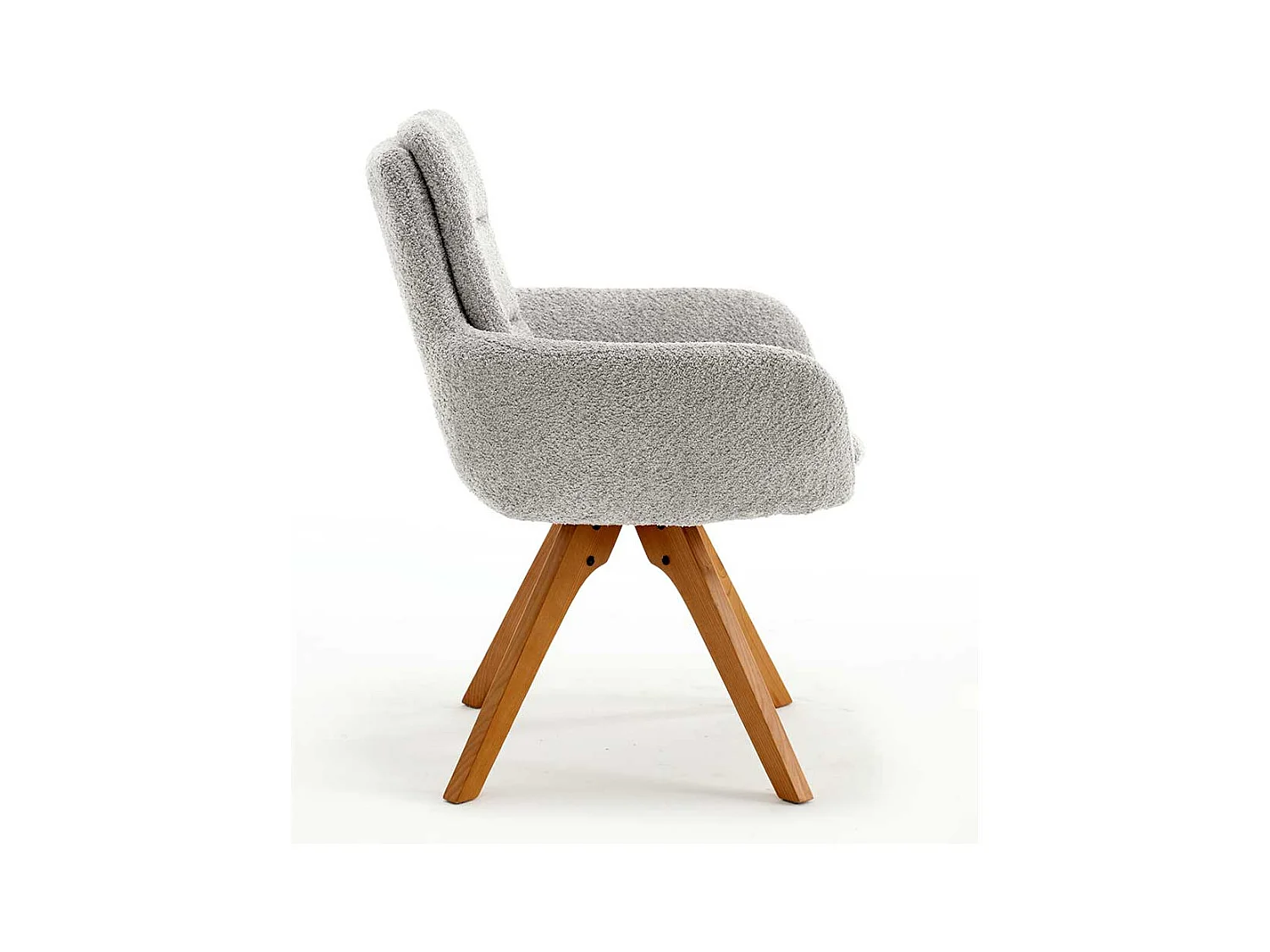 Boucle Esszimmerstühle in Grau und Eichefarben drehbar (2er Set)