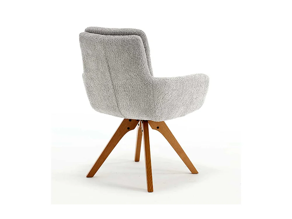 Boucle Esszimmerstühle in Grau und Eichefarben drehbar (2er Set)