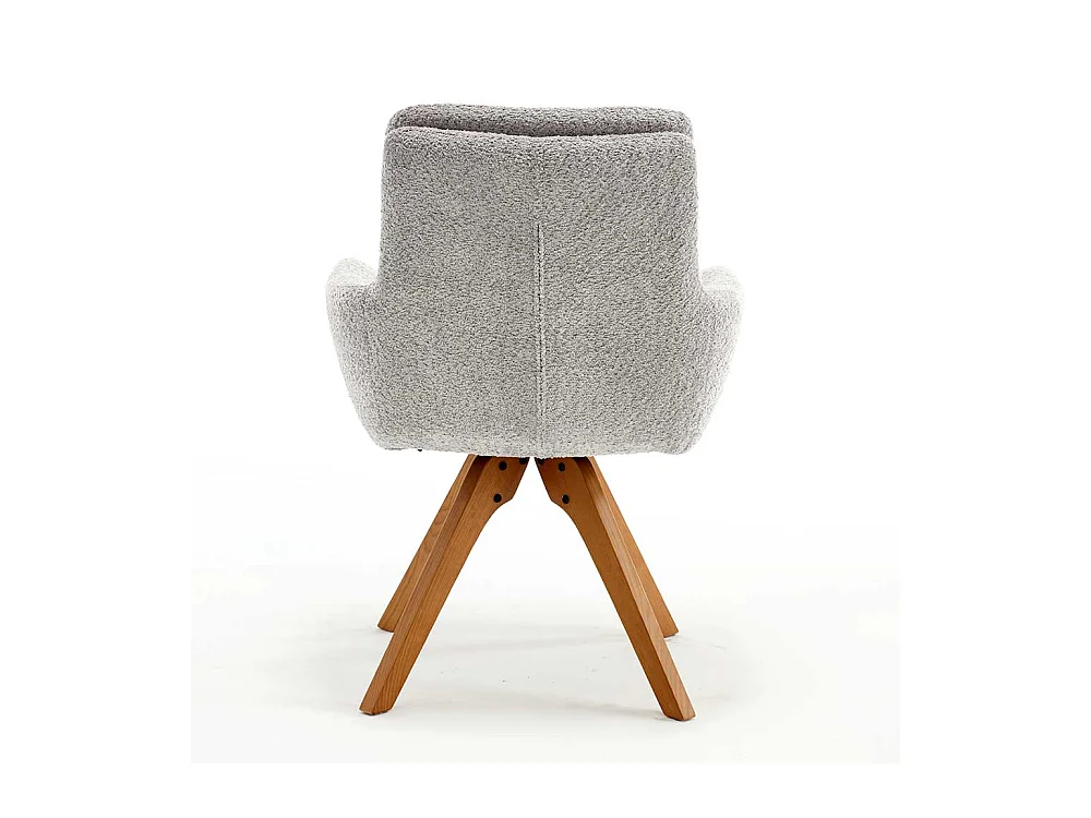 Boucle Esszimmerstühle in Grau und Eichefarben drehbar (2er Set)