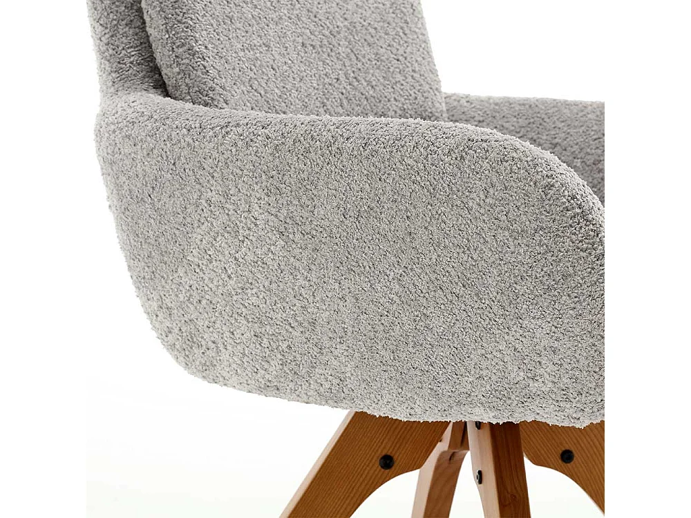 Boucle Esszimmerstühle in Grau und Eichefarben drehbar (2er Set)