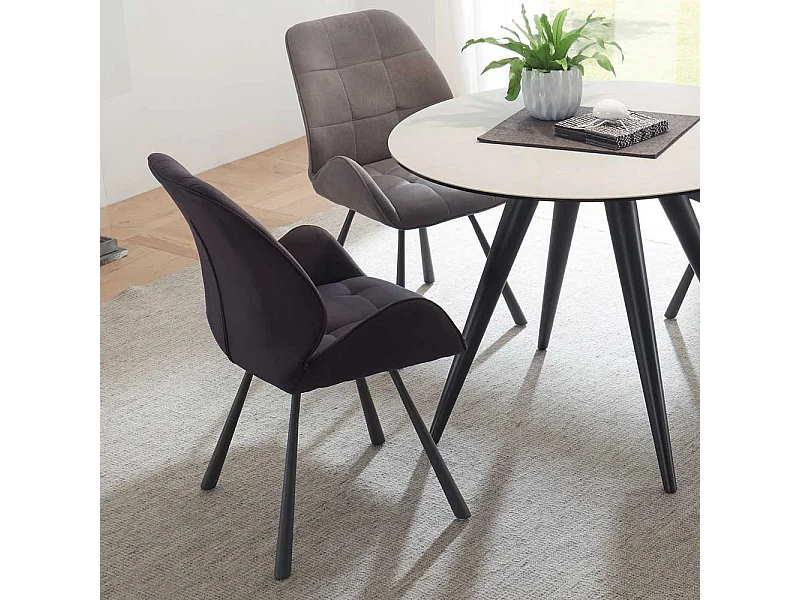 Microfaser Stühle in Dunkelgrau Armlehnen (2er Set)