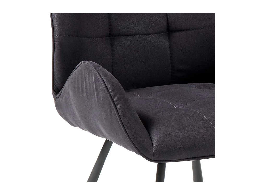 Microfaser Stühle in Dunkelgrau Armlehnen (2er Set)