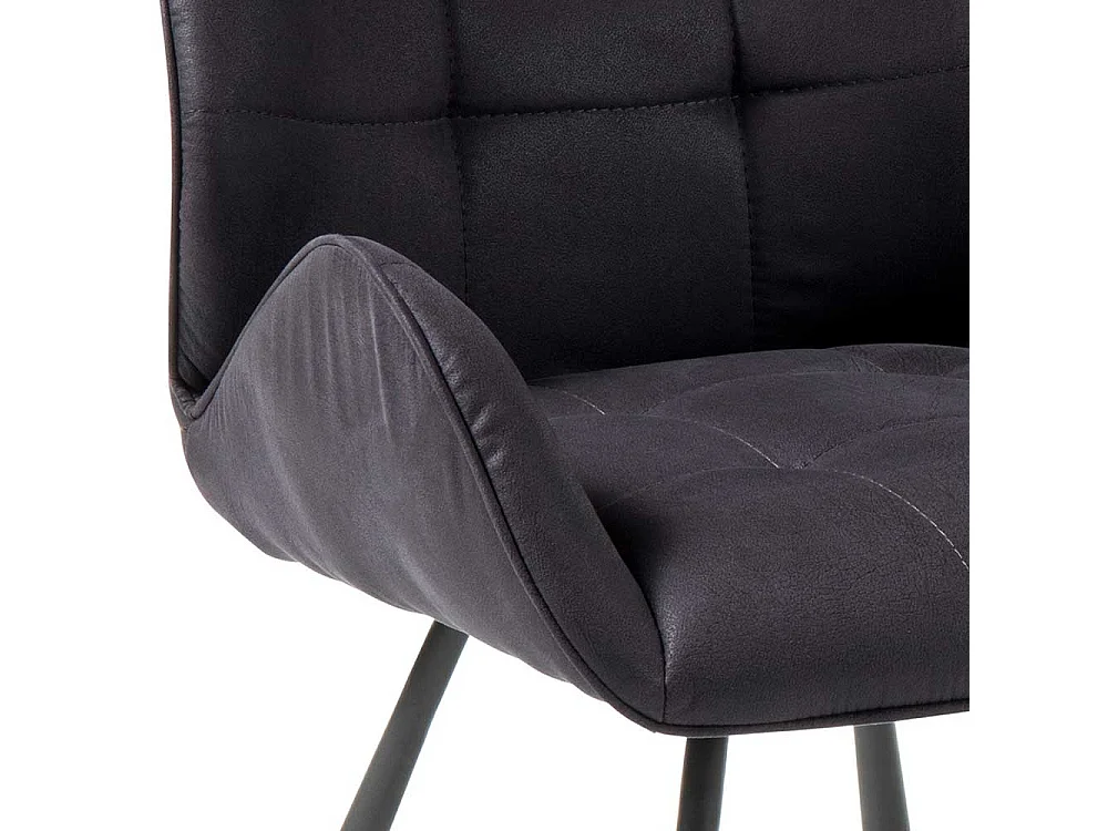 Microfaser Stühle in Dunkelgrau Armlehnen (2er Set)