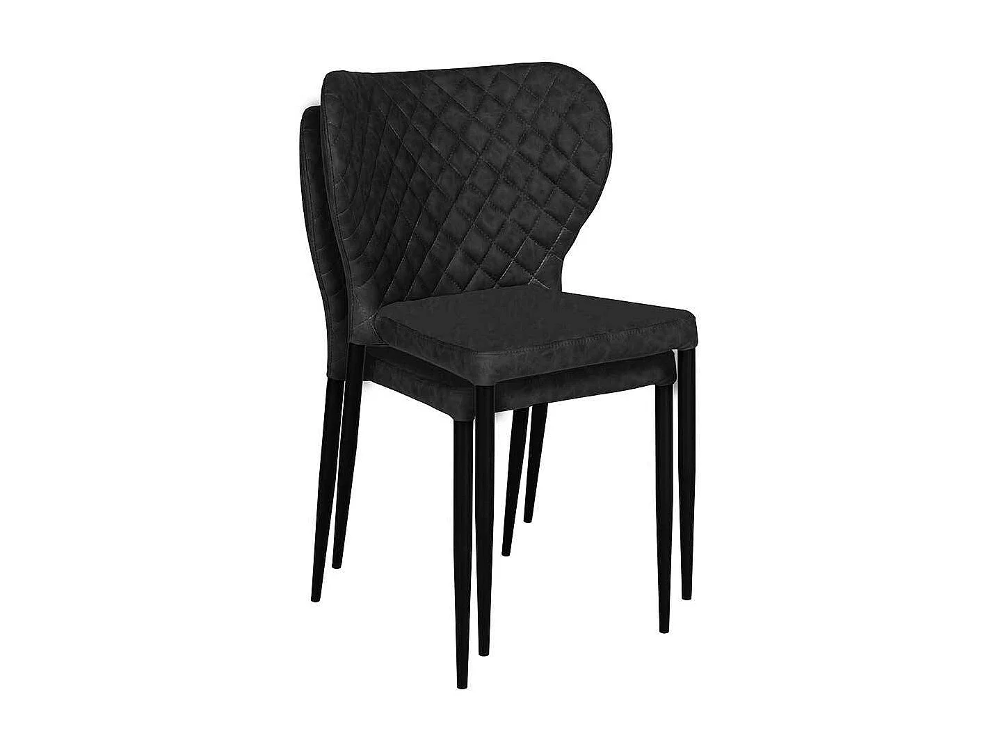 Stapelstühle in Schwarz Kunstleder und Metall (4er Set)