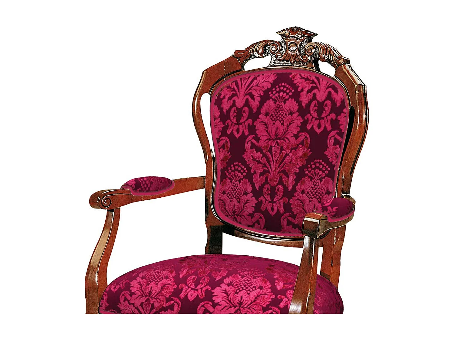 Medaillon Armlehner in Dunkelrot Nussbaumfarben