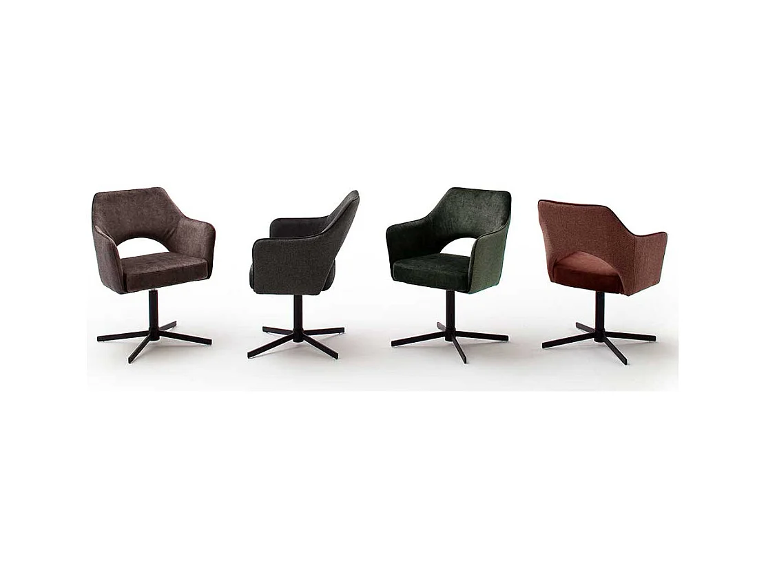 Drehstuhl in Rostfarben und Schwarz Retrostil (2er Set)