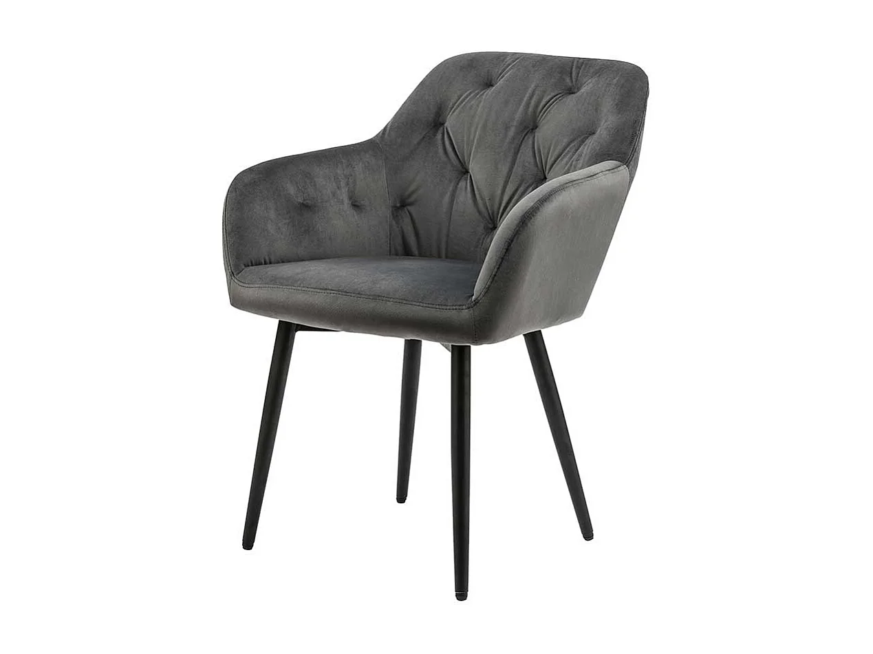 Samt Polsterstuhl in Grau Retro Design