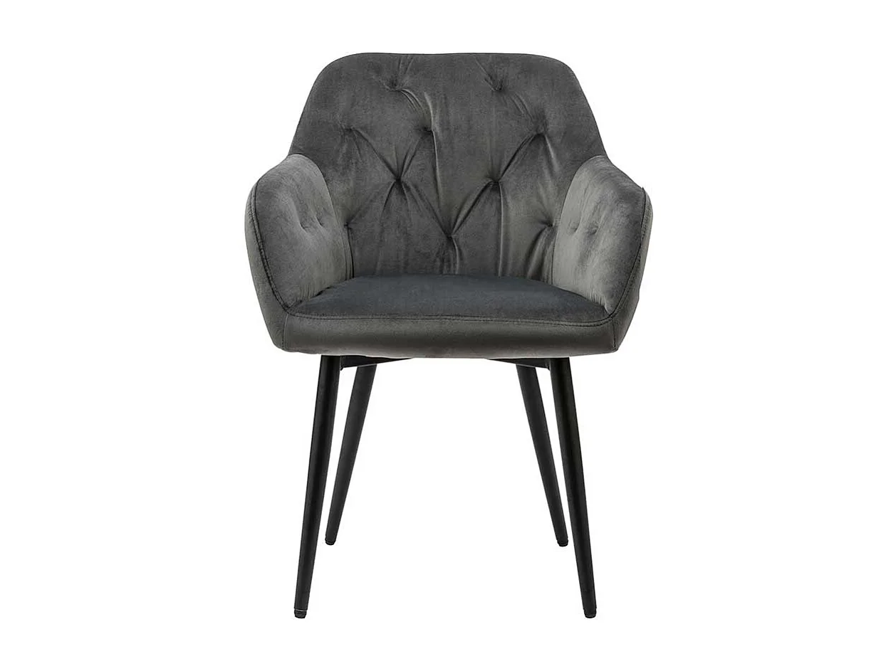 Samt Polsterstuhl in Grau Retro Design