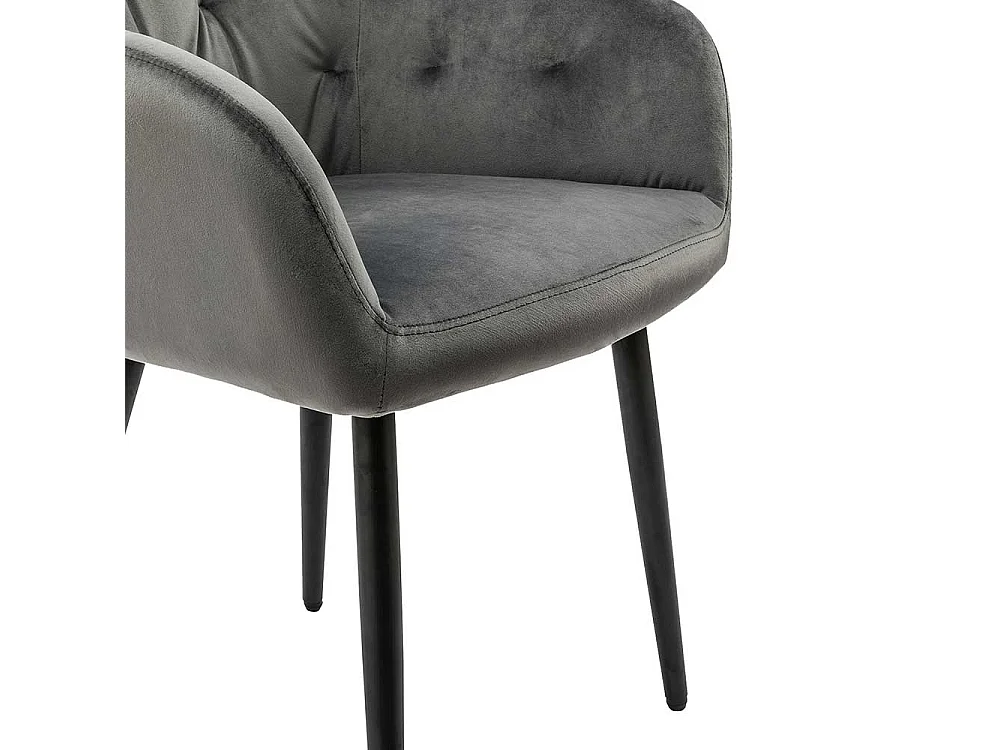 Samt Polsterstuhl in Grau Retro Design