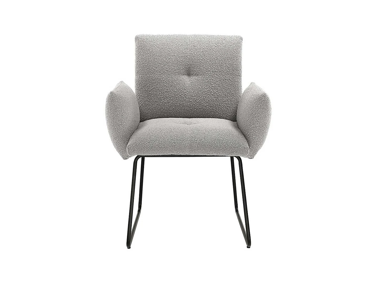 Armlehnstuhl Boucle Hellgrau mit Bügelgestell aus Metall Schwarz