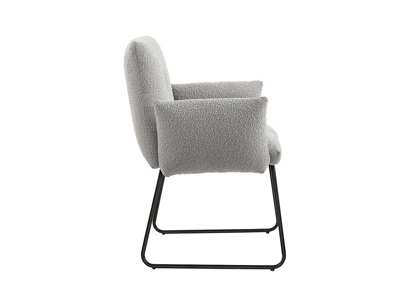 Armlehnstuhl Boucle Hellgrau mit Bügelgestell aus Metall Schwarz