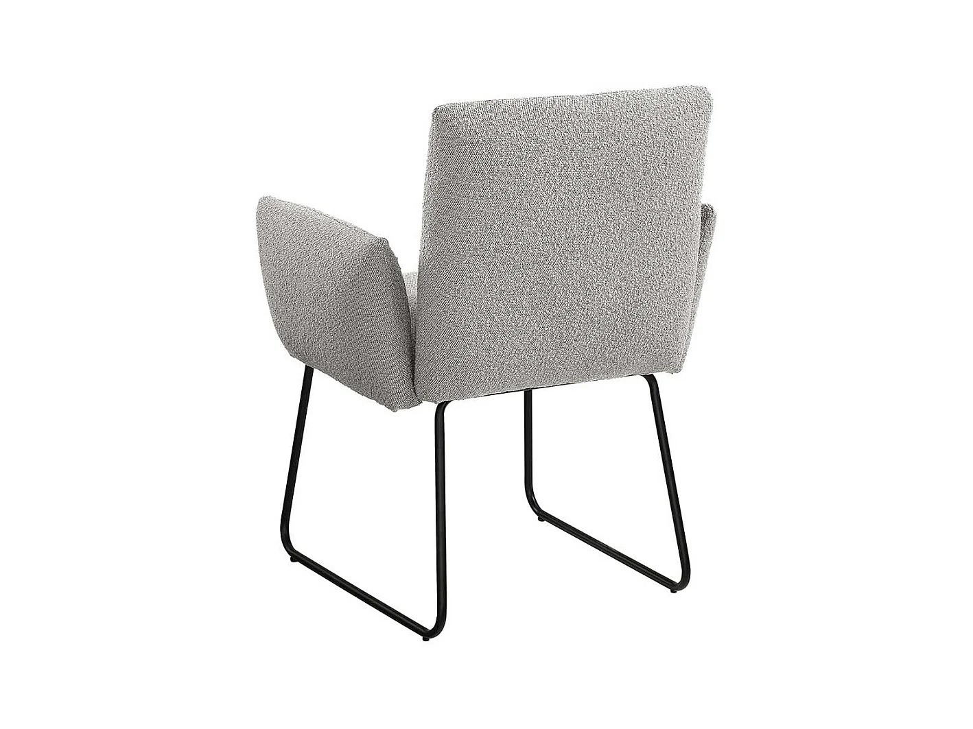 Armlehnstuhl Boucle Hellgrau mit Bügelgestell aus Metall Schwarz