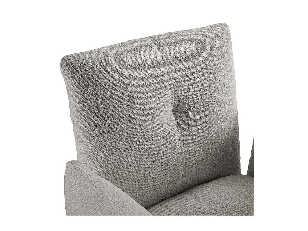 Armlehnstuhl Boucle Hellgrau mit Bügelgestell aus Metall Schwarz