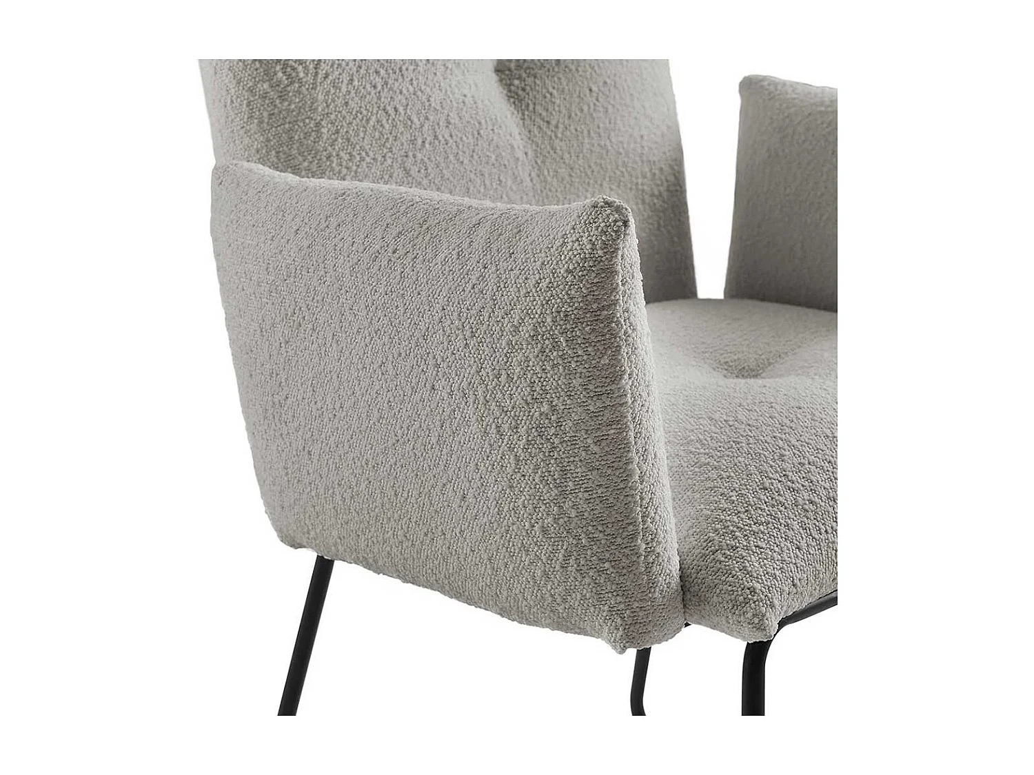 Armlehnstuhl Boucle Hellgrau mit Bügelgestell aus Metall Schwarz
