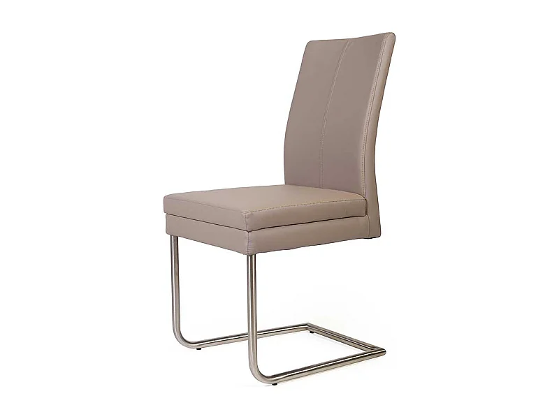 Schwingstühle in Beige Kunstleder Edelstahl (2er Set)