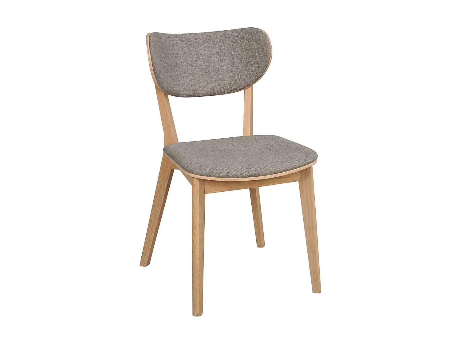 Stühle aus Eiche Massivholz Webstoff Bezug in Hellgrau (2er Set)