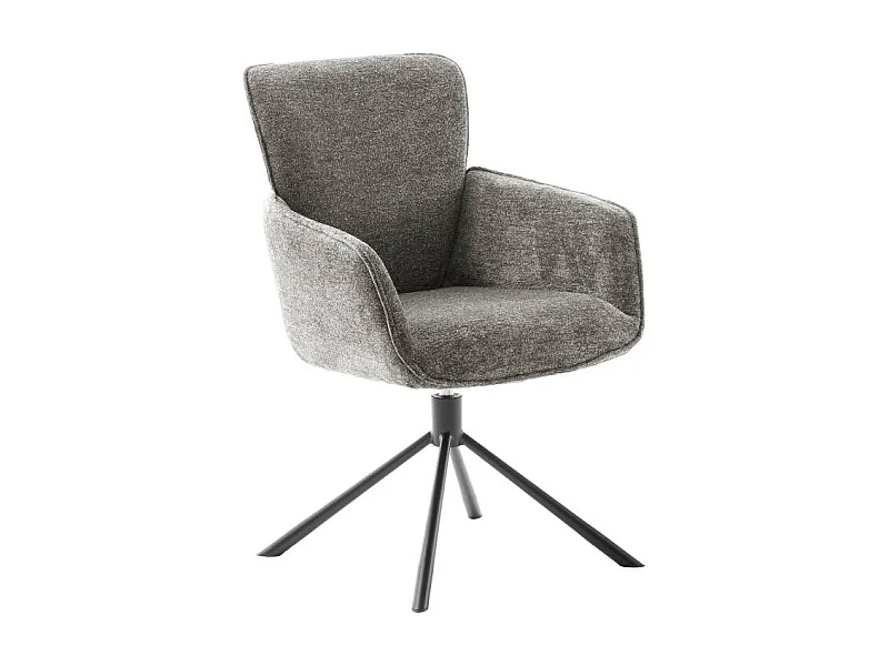 Armlehnstuhl Esstischstuhl um 360 Grad drehbar aus Chenillegewebe (2er Set)