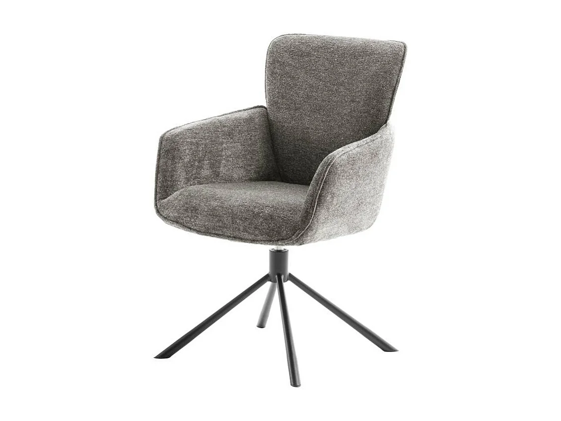 Armlehnstuhl Esstischstuhl um 360 Grad drehbar aus Chenillegewebe (2er Set)