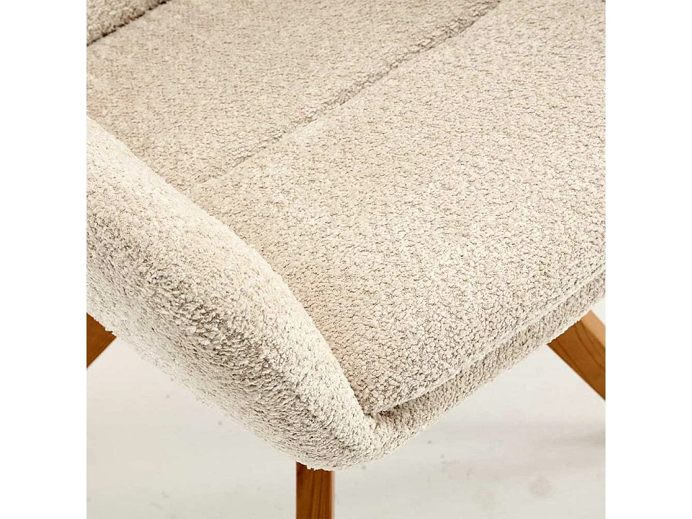 Drehbarer Esstischstuhl in Cremefarben Gestell aus Massivholz (2er Set)