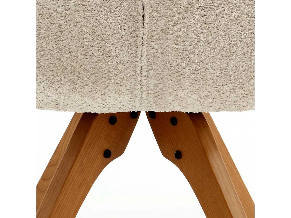 Drehbarer Esstischstuhl in Cremefarben Gestell aus Massivholz (2er Set)