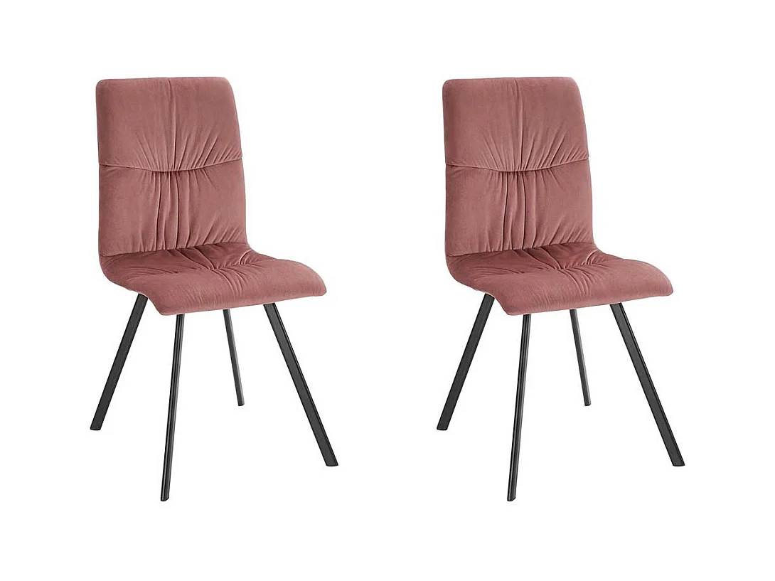 Samt Esstisch St�hle in Altrosa und Schwarz Gestell aus Metall (2er Set)