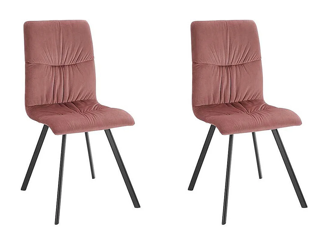 Samt Esstisch Stühle in Altrosa und Schwarz Gestell aus Metall (2er Set)