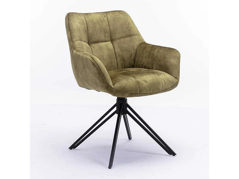 Velours Armlehner Esszimmer in Oliv Grün Gestell aus Metall (2er Set)