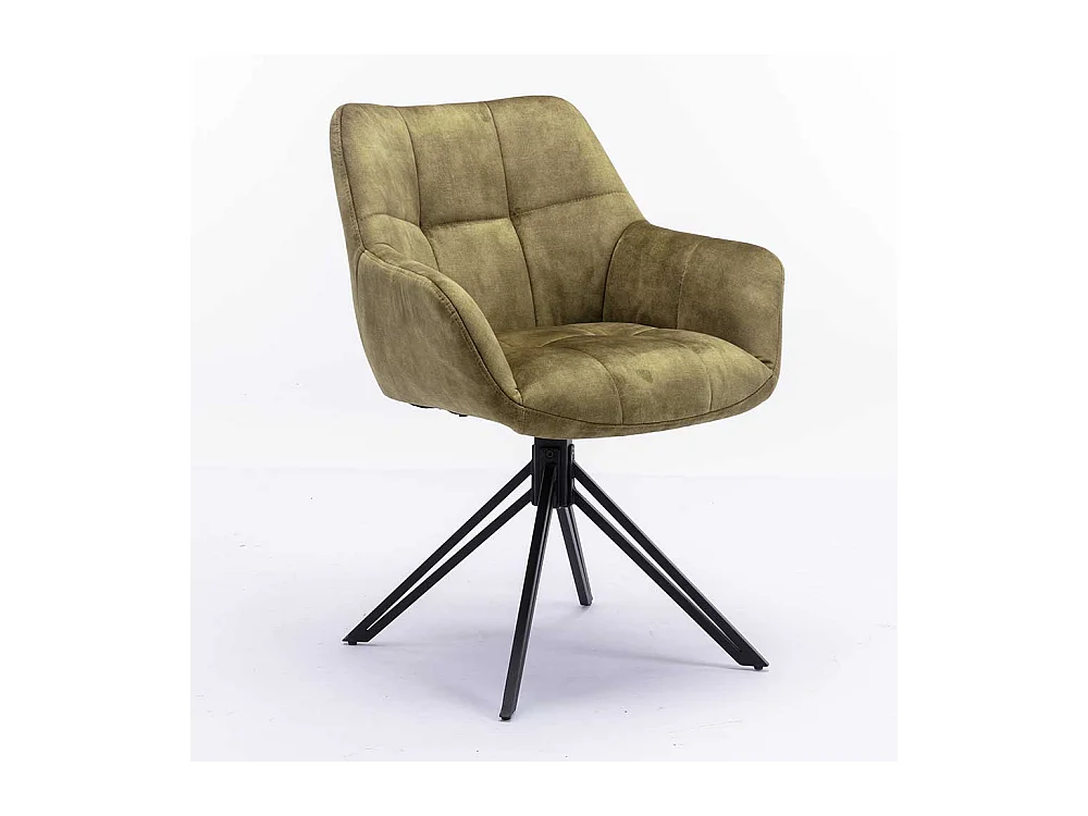 Velours Armlehner Esszimmer in Oliv Grün Gestell aus Metall (2er Set)