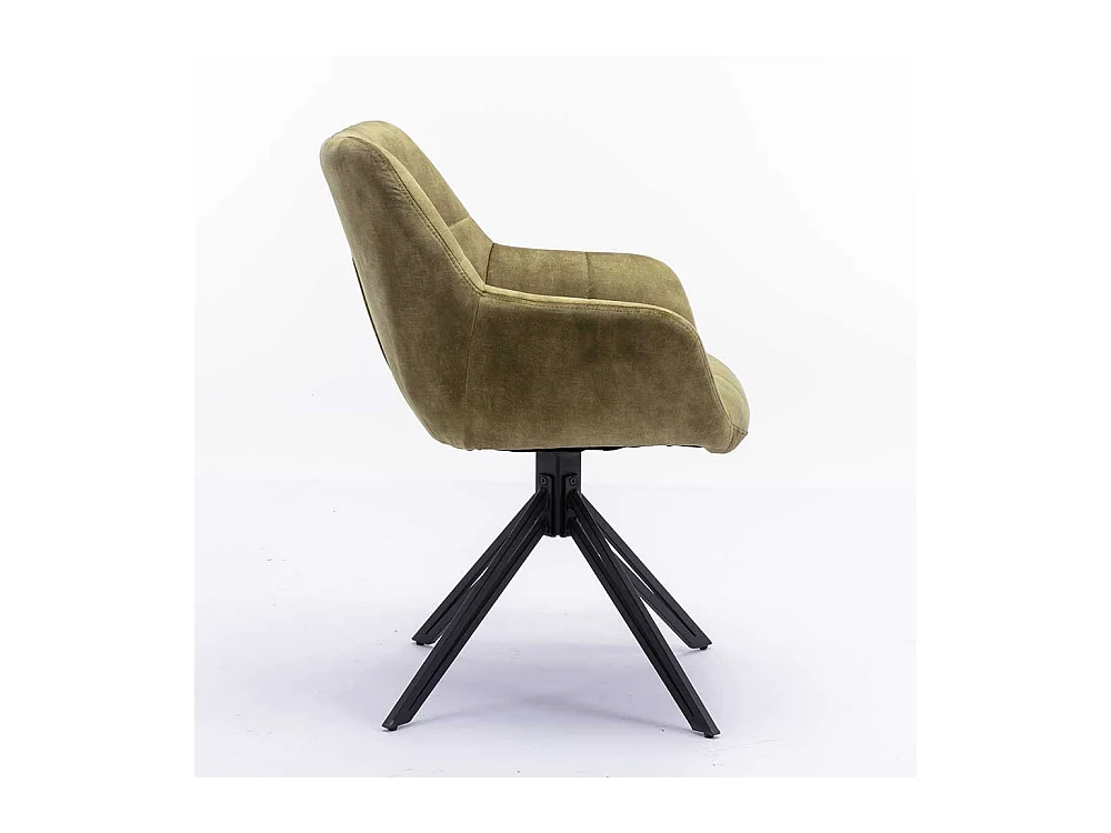 Velours Armlehner Esszimmer in Oliv Grün Gestell aus Metall (2er Set)