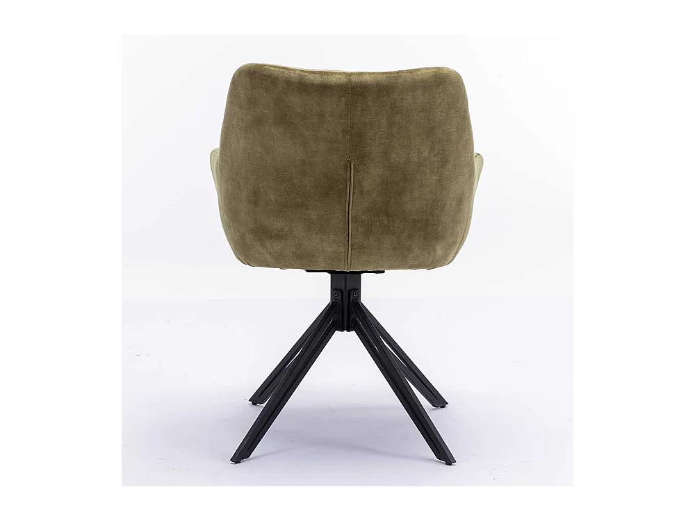 Velours Armlehner Esszimmer in Oliv Grün Gestell aus Metall (2er Set)