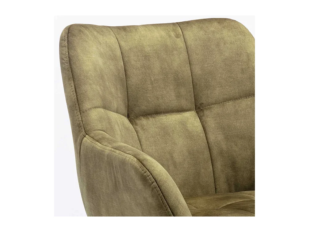 Velours Armlehner Esszimmer in Oliv Grün Gestell aus Metall (2er Set)